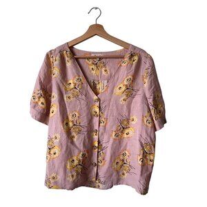 Madewell Pink Floral Button Down Blouse